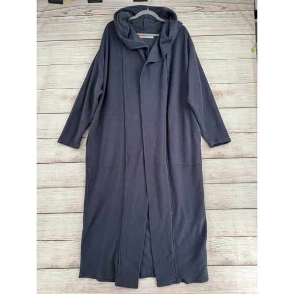 FP Beach Free People Hooded Robe Cover Up Womens XS Blue Terry - Picture 1 of 16
